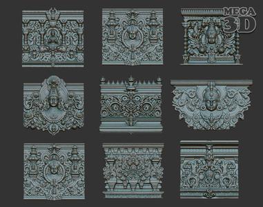 Indian Temple Wall basrelief Pack 240613 3D Model Collection