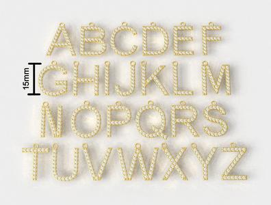 Diamond Alphabet Pendants- 15mm