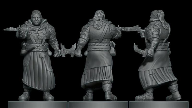 Elf warrior with a dagger and a crossbow