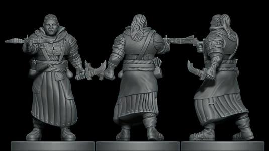 Elf warrior with a dagger and a crossbow