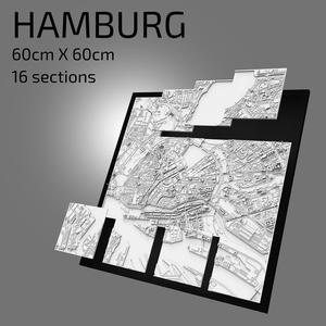 3D Hamburg | Digital Files | 3D STL File | Hamburg 3D Map | 3D City Art | 3D Printed Landmark | Model of Hamburg Skyline | 3D Art