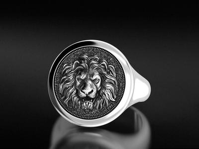 Mens ring with a lion 649