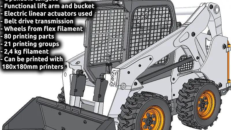 3D PRINTED RC WHEELED SKID STEER LOADER IN 1/8.5 SCALE BY AN3DRC
