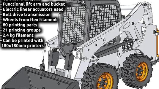 3D PRINTED RC WHEELED SKID STEER LOADER IN 1/8.5 SCALE BY AN3DRC