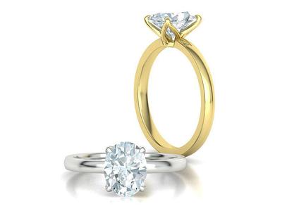 Elegant Solitaire Ring 9x7mm Oval stone Claw Setting 3dmodel