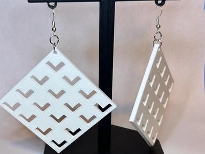 Large Square Tribal Checkerboard Earrings