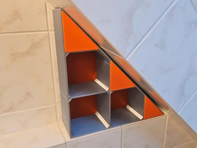 Corner shelf for sloping ceilings