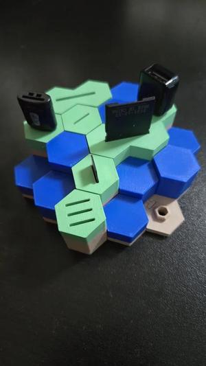 HexDeck - Modular Hex Organizer for USB, SD, Tech Accessories   