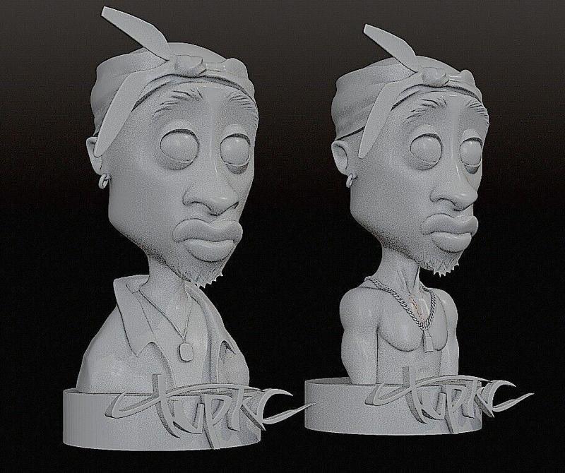 Tupac Shakur Stylized 3D Sculpture  2 Versions