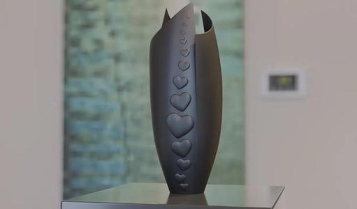 Petals of Passion – vase covered in hearts