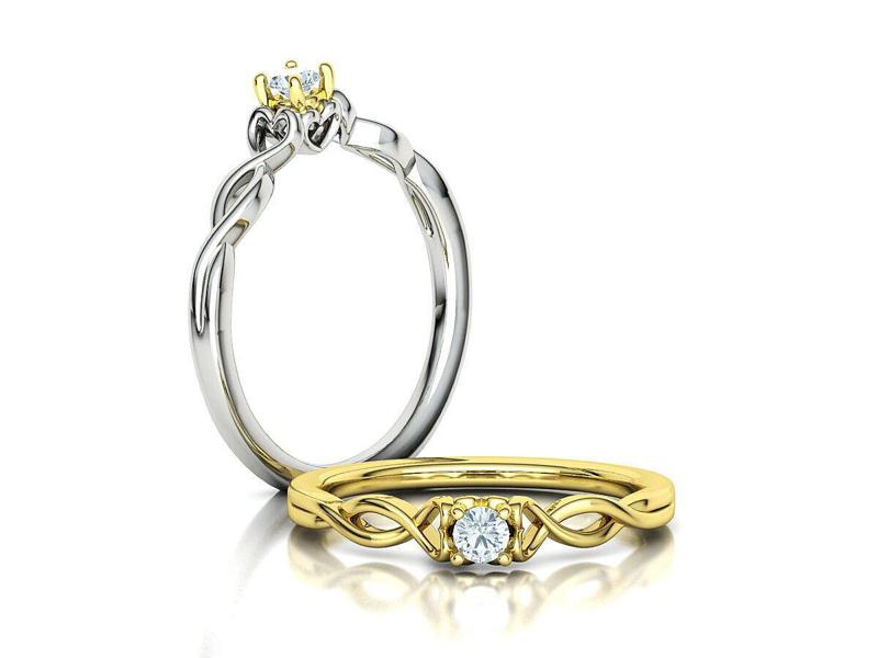 Diamond Heart Engagement ring 3mm Round Gem