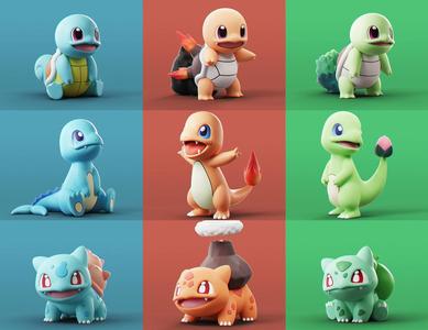 Pokemon – All Starters 3D Model Collection