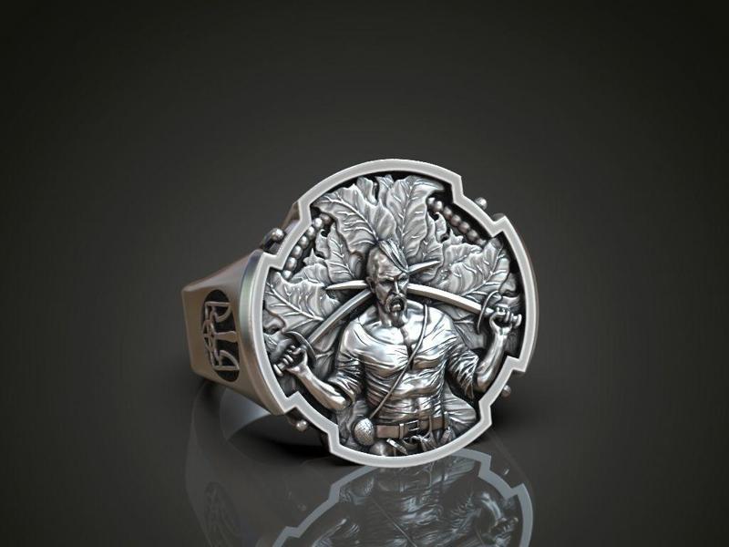 Ring ukrainian warrior cossack trident