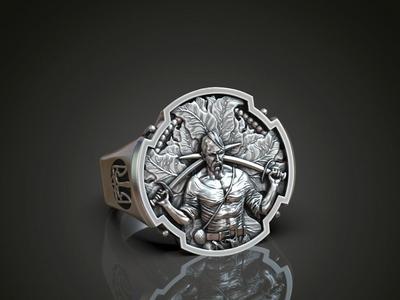 Ring ukrainian warrior cossack trident