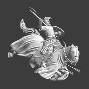 Medieval mounted knight and horse – falling in the arrow storm