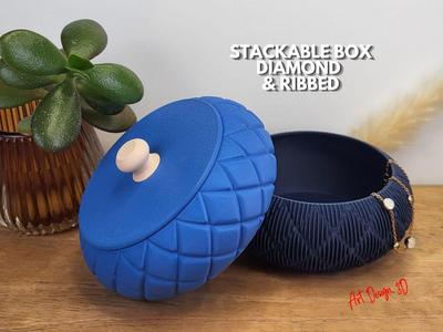 Jewelry Box Stackable Diamond & Ribbed