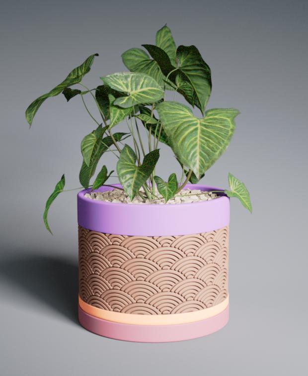 Planter Pot Seigaiha with Straight Base