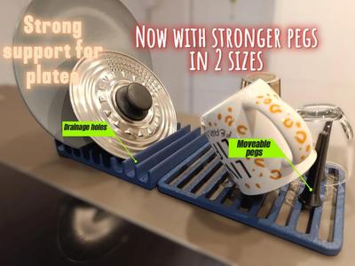 Plate dryer / cup dryer with moveable pegs/ stand