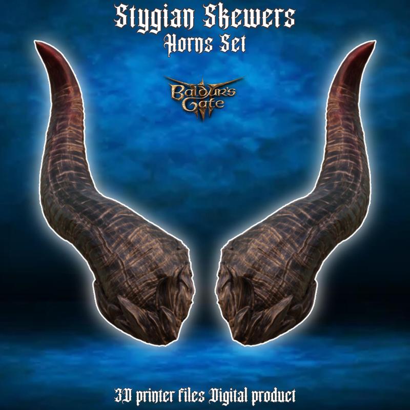 Fantasy Tiefling Stygian Skewers Cosplay Horns  Baldurs Gate 3