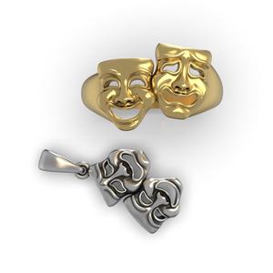 Tragedy Comedy Theater Masks Ring