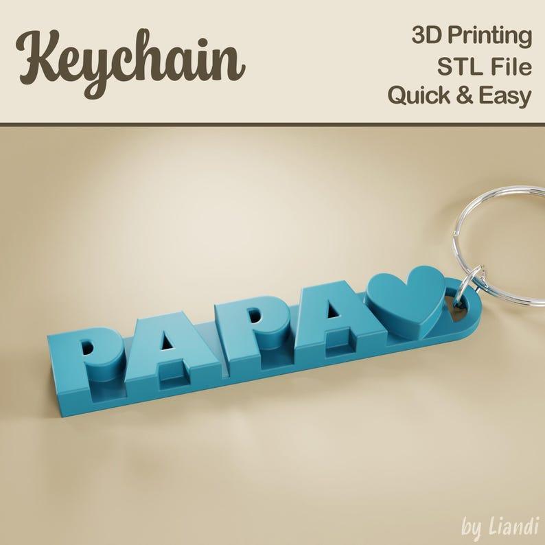 Papa Keychain STL - 3D Print File, Father's Day Gift Keyring or Bag Charm, Digital Download for Commercial Use