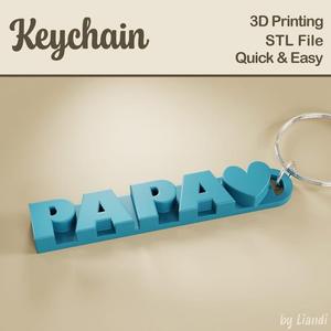 Papa Keychain STL - 3D Print File, Father's Day Gift Keyring or Bag Charm, Digital Download for Commercial Use