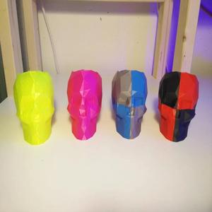 Lowpoly Skull pen holder for two color print remixed and bottom repaired