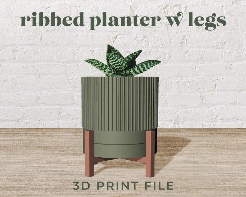 6″ Ribbed Planter with Legs 3D Print File