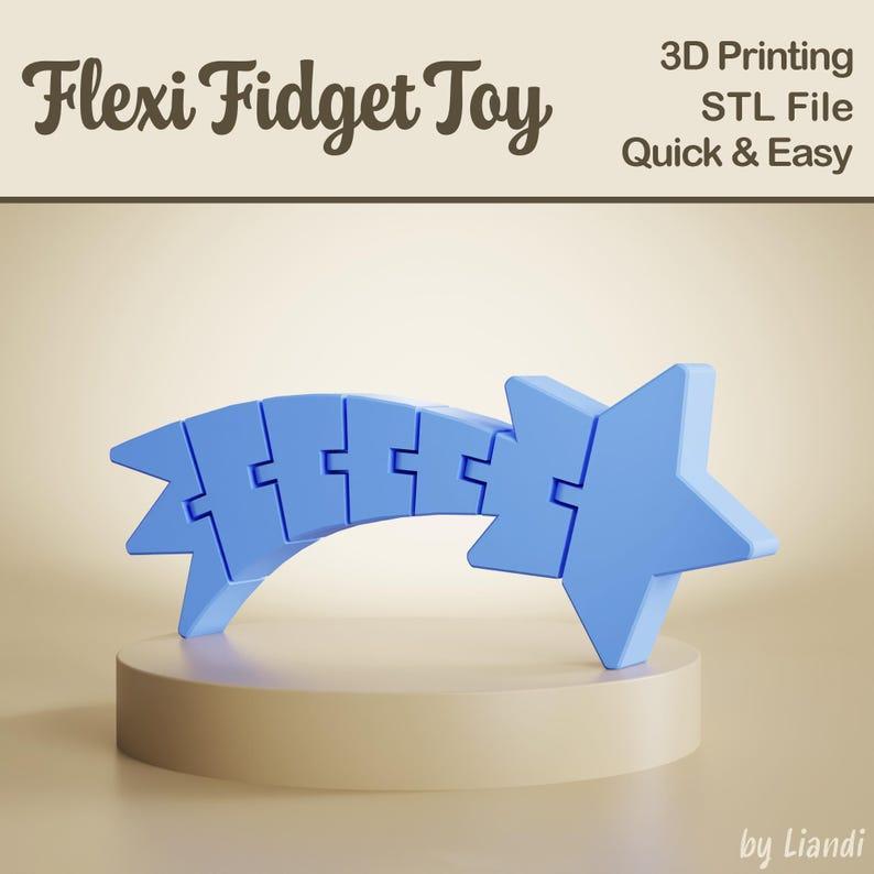 Flexible Shooting Star STL - 3D Print File, Flexi Fidget Toy, Articulated, Digital Download for Commercial Use