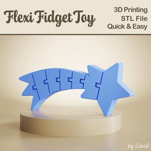 Flexible Shooting Star STL - 3D Print File, Flexi Fidget Toy, Articulated, Digital Download for Commercial Use