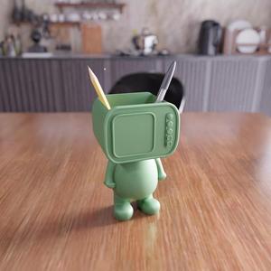 3D Cartoon Pen Holder as a Stl File & Desk Pen Holder, 3D Printing, Desk Organizer, Pen Organizer, Jewelry Box, Tool Holder, Pencil Holder