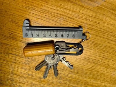 Multifunction caliper keychain.