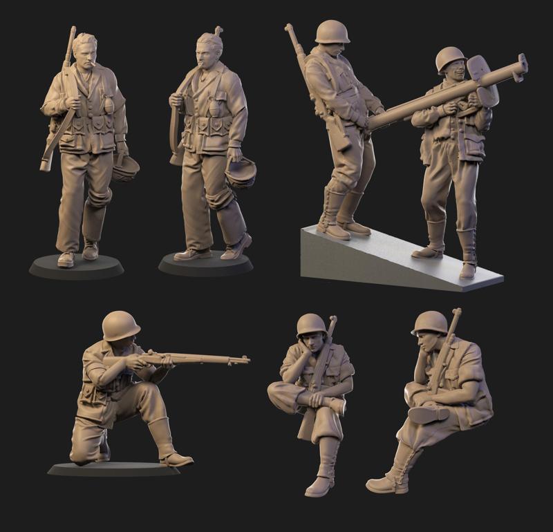 USA Soldiers ww2  3D Model Collection