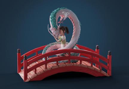 Haku and chihiro diorama.