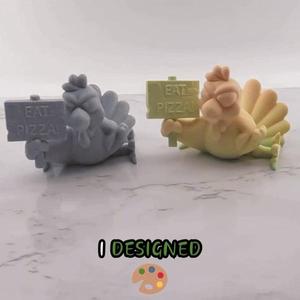 Articulated Eat Pizza ! Turkey - Fun  Toys - Unique Gifts - Home/Desk Decor - Fall Decor - Thanksgiving Decor