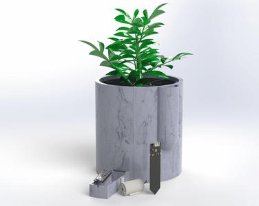 Self watering plant pot with moisture measurement