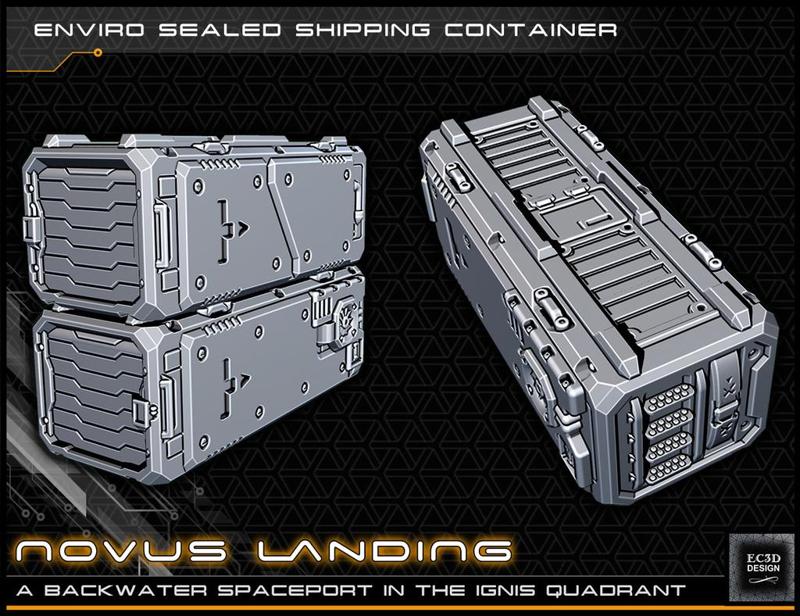 Scifi Shipping Container – 28-32mm gaming – Novus Landing