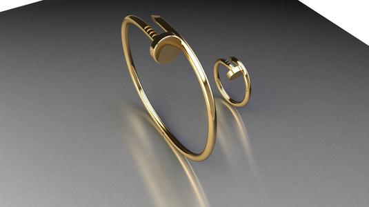 Cartier Ring and Bracelet  NAIL 3D print model