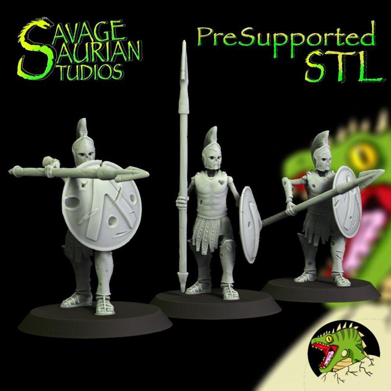 Skeleton Spartan Soldier Set – 3 Models – Presupported