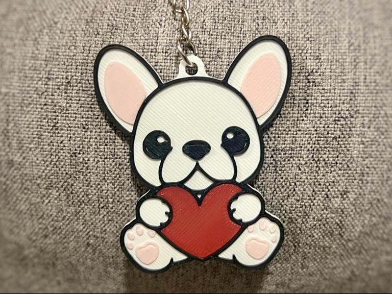 French Bulldog heart - Valentine's Day Keychain 