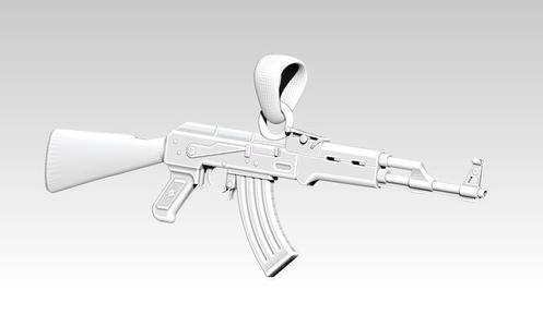 AK 47 gun handgun pendant necklace 3d