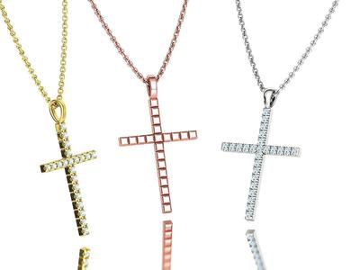 Diamond Cross Collection  30mm Cross Pendants Set of 3 Included