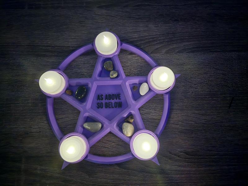 Pentacle Tealight & Crystal Tray