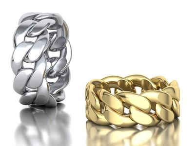Cuban Link Chain Ring Stackble Ring 10mm wide