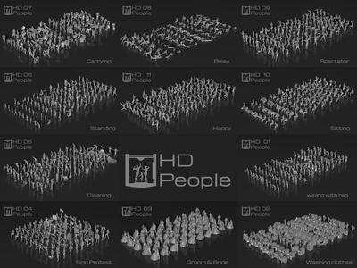 HD People 1100 Set-1 3D Model Collection