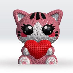 Knitted Cat Multicolor 3D Model STL file Cute Knitted