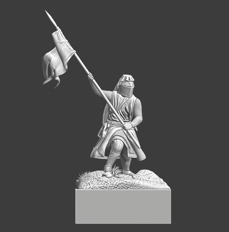 Medieval Crusader Knight – Hospitaller with banner