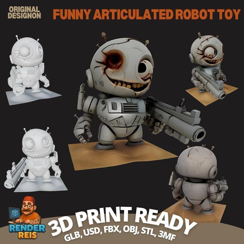Dangerous Toy Brought to Life Damaged  Armed Robot Figurine