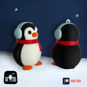 KNITTED PENGUIN FIGURINE AND ORNAMENT – NO SUPPORTS – COLOR PRINT