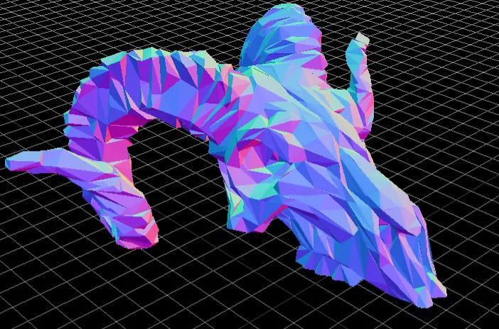 low poly ram skull